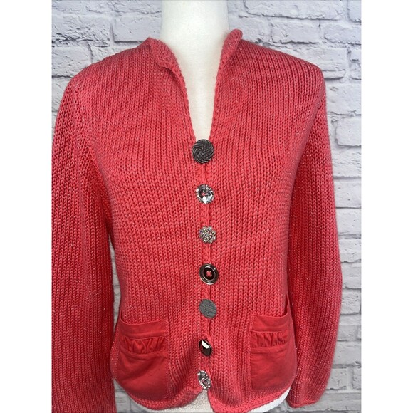 Pure Handknit Women’s Artsy Whimsical Cozy Big Button Cardigan Size XS - Picture 2 of 7